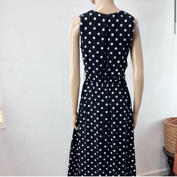 Vintage Dani/Michaels polka dots Sleeveless Crew Neck Midi Sundress - Picture 4 of 16